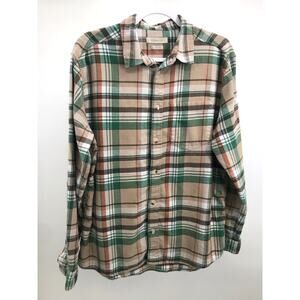 Standard Cloth Urban Outfitters Beige Green Plaid Flannel Button Down Shirt M